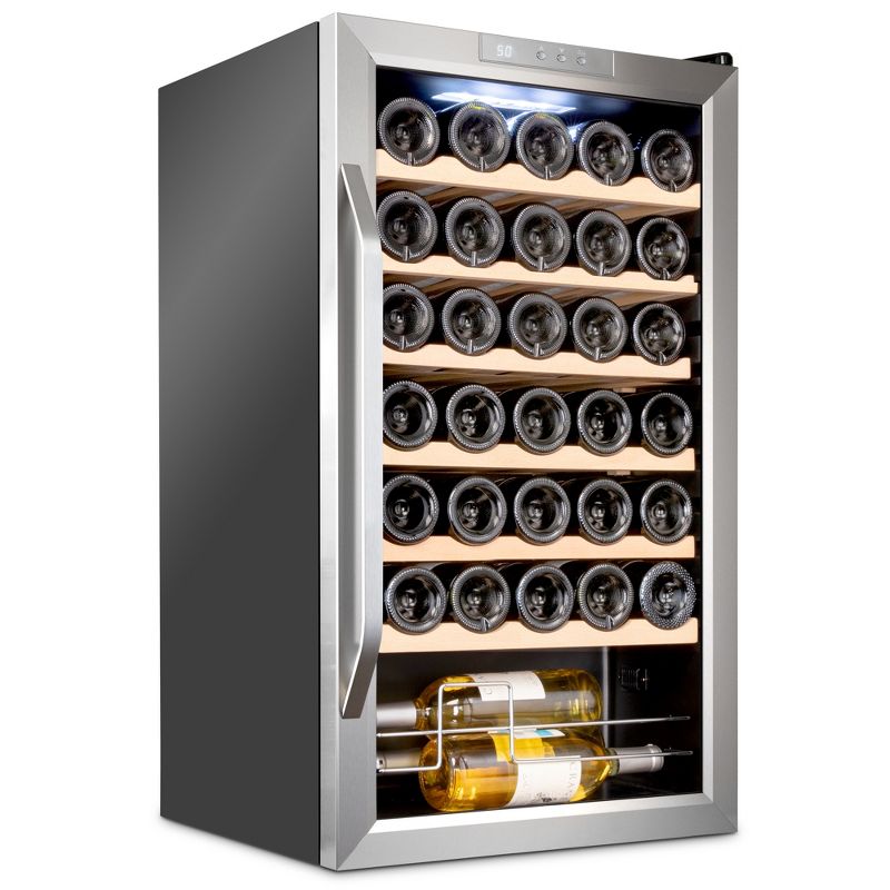 Ivation 34-Bottle Compressor Freestanding Wine Cooler Refrigerator - Stainless Steel, 1 of 8