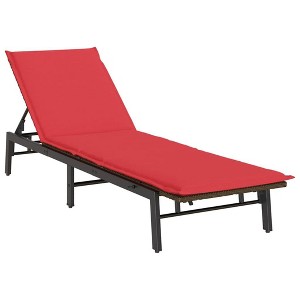 vidaXL Sun Lounger with Cushion Brown Poly Rattan - 1 of 4