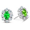 Pompeii3 3 Ct Peridot & Diamond Halo Studs 14k White Gold - 2 of 4