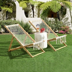 Moda Furnishings Outdoor Set of 2 Weaving Chair, with Handwoven Rope for Patio, Living Room, Garden, Balcony - 1 of 4