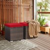 Tangkula 2 Pieces Patio Ottoman Outdoor Wicker Footstool Storage Box Side Table w/ Solid Metal Frame Additional Seating w/ Removable Cushions Beige/Off White/Red/Turquoise/Gray/Navy - 2 of 4