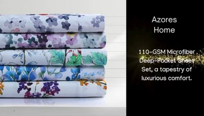 King Size White and Multicolor Floral Print Microfiber Sheet Set