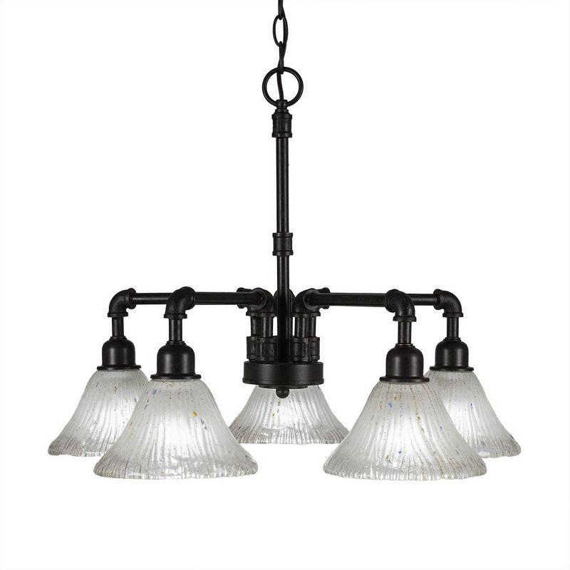 Toltec Lighting Vintage 5 - Light Chandelier in  Dark Granite with 7" Frosted Crystal Shade, 1 of 2