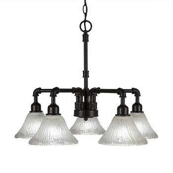 Toltec Lighting Vintage 5 - Light Chandelier in  Dark Granite with 7" Frosted Crystal Shade