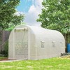 Outsunny 14.6'x6.5'x6.6' Hoop House Greenhouse with 2 Support Rods, Zippered Roll-up Mesh Door, Walk-in Tunnel Greenhouse with PE Cover - 3 of 4