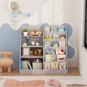 PAGED 4 Tier Kids Bookshelf,Multifunctional Book Rack with Shelves,Toy Storage Organizer for Bedroom, - 1 of 4