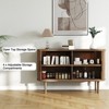 Angel Sar 55" Modern Buffet Cabinet with Curved Design, Storage Sideboard with Sliding Doors & Adjustable Shelves for Living Room, Walnut - 4 of 4