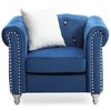 Upholstered Elegant Armchair with Round Arms, Comfortable Seating and Easy Assembly for Living Room - 3 of 4