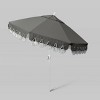9' Sunbrella Scallop Base Fringe Market Patio Umbrella with Crank Lift - White Pole - California Umbrella - 2 of 3