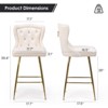 Bencmate Dining Chairs Bar Stools Set of 2, Velvet Counter Height Bar Stools with Metal Legs, Button Tufted, Beige, 17.7"*17.5"*26" - 2 of 4
