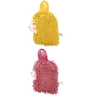 REGALWOVEN Cute Cartoon Alpaca Soft Absorbent Chenille Decorative Hand Towels 2 Pcs