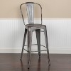 Emma and Oliver Commercial Grade 4 Pack 30" High Distressed Metal Indoor-Outdoor Barstool with Back - 2 of 4