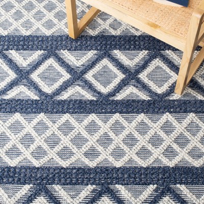 Hand-Knotted Geometric Blue Wool Area Rug 8' x 10'