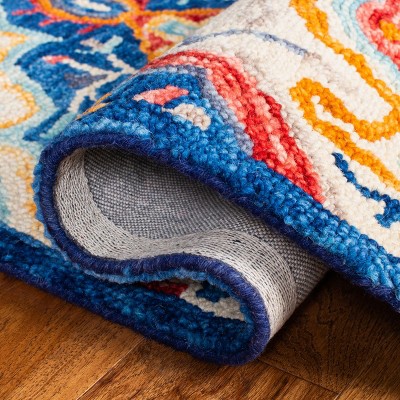 Aspen 7' x 7' Blue and Rust Wool Tufted Square Area Rug