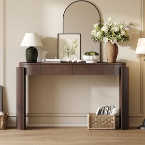 NicBex Modern Wood Grain Console Table with 2 Drawers & Fluted Legs,Oval Entryway Table Foyer Tables for Entryway,Hallway,Living Room - 1 of 4