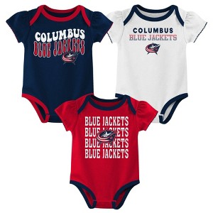 NHL Columbus Blue Jackets Infant Girls' 3pk Bodysuits - 1 of 4
