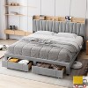 Jojoka Upholstered Platform Bed with Storage Headboard and Charging Station, Drawer Storage, No Box Spring Needed - 3 of 4