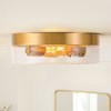 Rennnsan Solvar 11"W 2-Light Drum Seeded Glass Modern Dimmable Flush Mount - 2 of 4