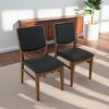 ORRD Mid-Century Modern Dining Chairs Set of 2, Walnut Solid Wood Frame with Easy-Clean Vegan Leather Upholstered Seat for Kitchen & Dining - 2 of 4