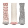 Memoi Women's 3 Pair Pack Fuzzy Stripe Cozy Crew Socks Powder Pink 9-11 - 2 of 4