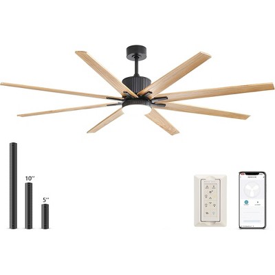 Sofucor 76'' Ceiling Fan with Lighted Industrial Smart Control Ceiling Fans