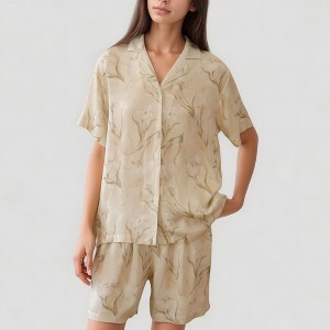 Anna-Kaci Lounge Women's Soft Floral Print Pajama Set with Short Sleeve Button-Up Top and Relaxed Fit Lounge Shorts - 1 of 4