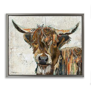 Stupell Industries Highland Cattle Cow Collage Portrait Black Floater Framed Canvas Wall Art - 1 of 4