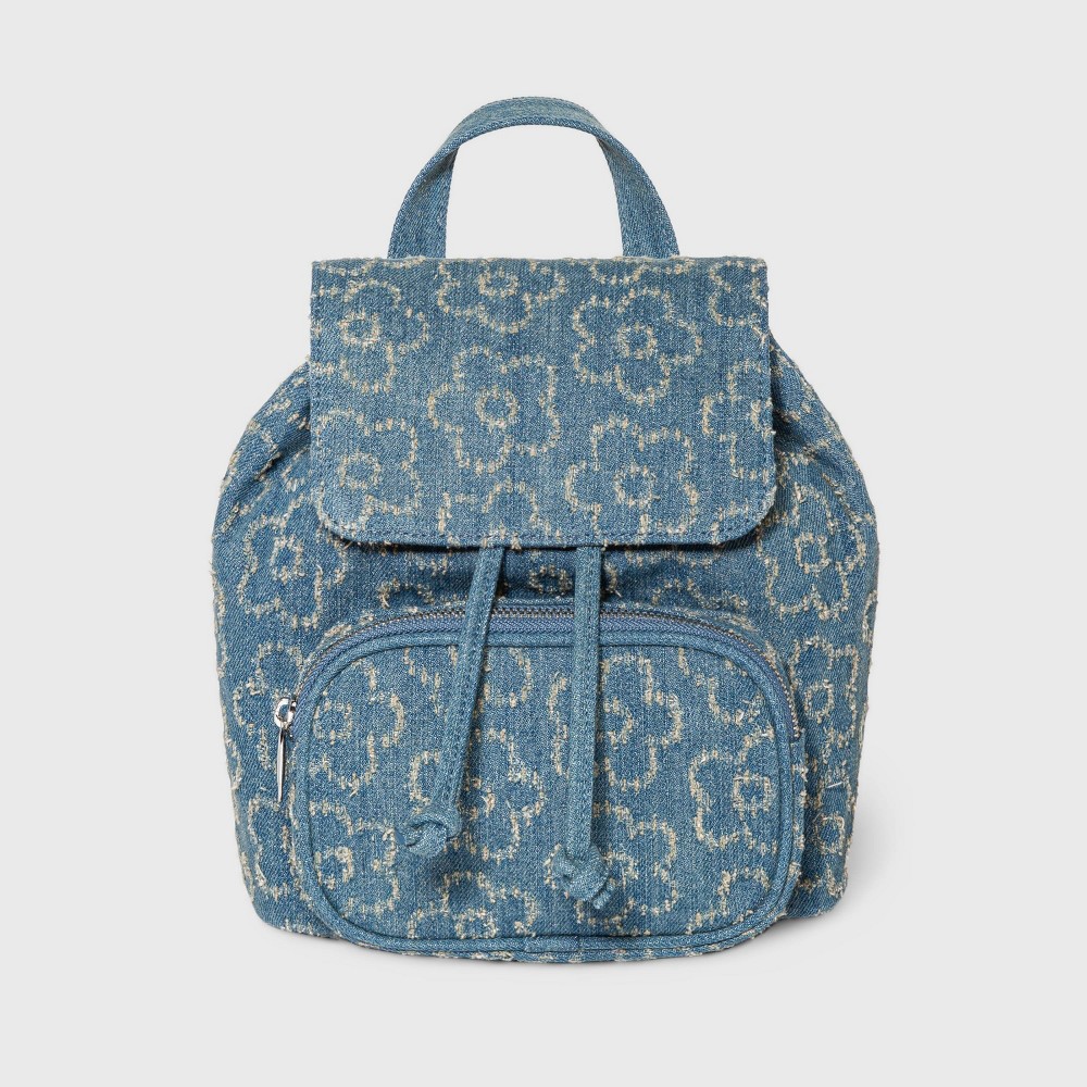 Floral Print Mini Flap Backpack - Wild Fable Blue