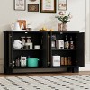 Modern Sideboard Buffet Cabinet with Storage, 4-Door Dining Room Credenza with Gold Handles for Kitchen or Living Room - Panipeachy - 2 of 4