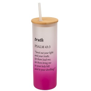 Elanze Designs Truth Light Lead Me Holy Psalm 43:3 Wrap-Around Design 25 Ounce Frosted Gradient Glass On-The-Go Coffee Travel Skinny Tumbler Mug Cup, - 1 of 1