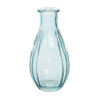 Transpac Glass 5.5 in. Clear Everyday Curved and Stripe Sculpted Vase