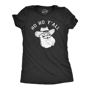 Womens Ho Ho Yall T Shirt Funny Xmas Southern Cowboy Santa Claus Tee For Ladies - Crazy Dog Women's T Shirt - 1 of 4