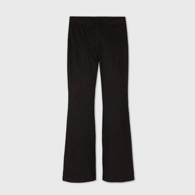 ribbed black flare pants