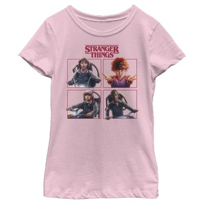 Girl's Stranger Things Character Squares T-shirt - Light Pink - X Small ...