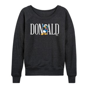 Women's - Disney - Donald Lightweight French Terry Wide Neck Long Sleeve Shirt - 1 of 4