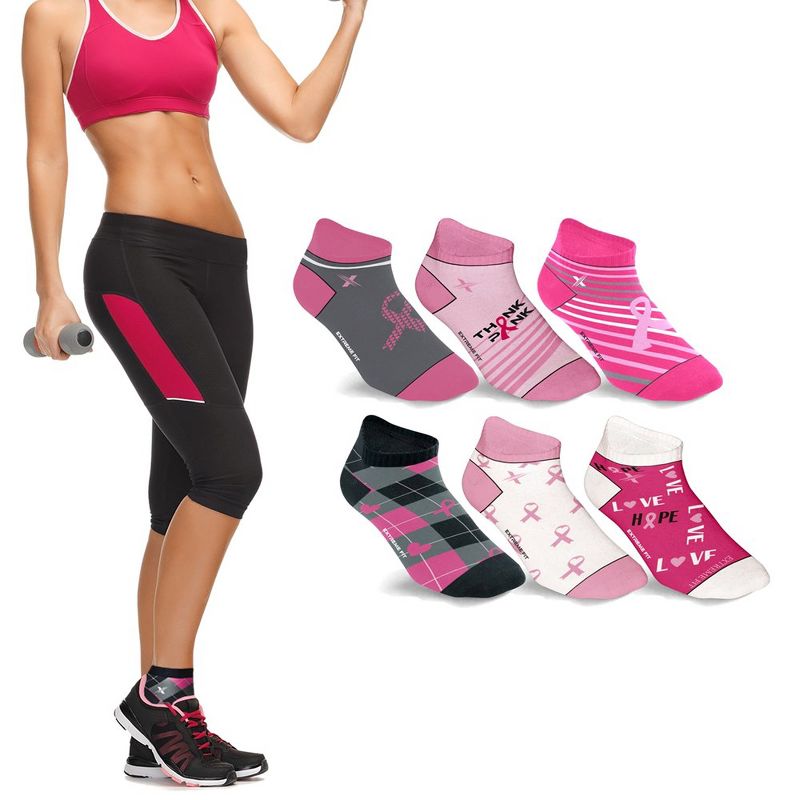 Extreme Fit Cancer Awareness Compression Socks - Ankle Socks for Running - 6 Pair, 2 of 5