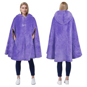 Catalonia Women's Fuzzy Fleece Cardigan, Open Front No Sleeve Shrug, Cozy Hoodie Blanket Shawls Wearable, Valentine’s Day Gift Woman - 1 of 4