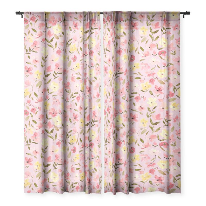 Ninola Design Fresh flowers Pink Single Panel Sheer Window Curtain - Deny Designs, 3 of 7