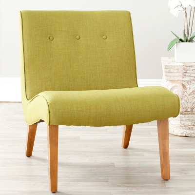 Sweet Pea Green Armless Slipper Chair with Natural Oak Finish