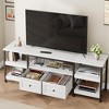 79" Modern-Industrial TV Stand with 2 Fabric Drawers, Entertainment Center for TVs Up to 85", Rustic Brown Media Console with Storage Shelves,White - 2 of 4