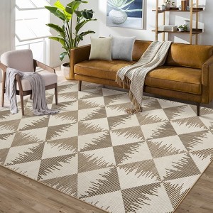 Geometric Diamond Washable Non Slip Area Rug Kitchen Runners for Laundry Room Retro Striped Indoor Rug - 1 of 4