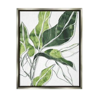 Stupell Industries Expressive Palm Linework Green Pop Detail