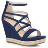 Perphy Women Criss Cross Platform Denim Strappy Wedges Heel Sandals - 2 of 4