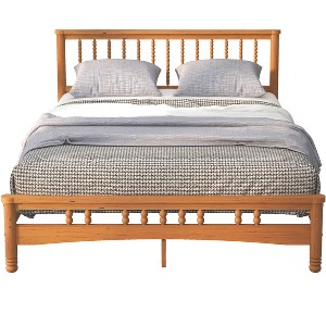 DOMETOUR Queen Elegant Style Wooden Platform Bed Frame With Headboard,No Need Box Spring - 1 of 4