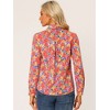 Allegra K Women's Point Collar Long Button Sleeve Button Down Floral Shirt - 4 of 4
