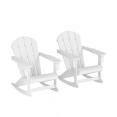 White Poly Lumber Outdoor Rocking Adirondack Chair Set