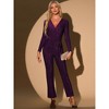 Allegra K Women's Sparkly V Neck Long Sleeve Belt Night Party Clubwear Giltter Jumpsuits - 4 of 4