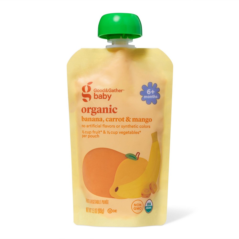Organic Banana Carrot Mango Baby Food Pouch - 3.5oz - Good & Gather™: For 6 Months & Up, 2nd Stage, Ready to Eat