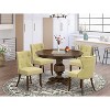 HomeStock 5-Piece Distressed Jacobean Finish Solid Wood Top Dining Table with 4 Parson Chair - 2 of 4