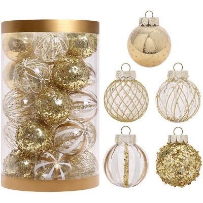 25 Pcs Christmas Ball Ornaments, 2.36 Inch Clear Christmas Tree Decorations, Shatterproof PVC Halling Balls Ornaments Set